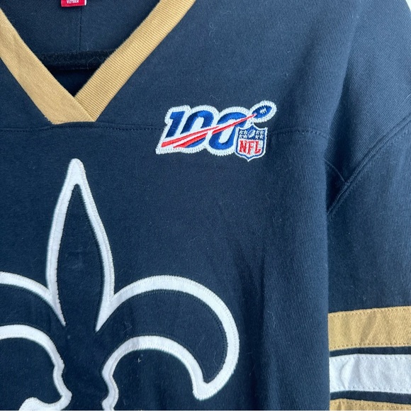 Mitchell & Ness Black New Orleans Saints NFL 100 Long Sleeve Men’s T-Shirt L - Picture 7 of 15